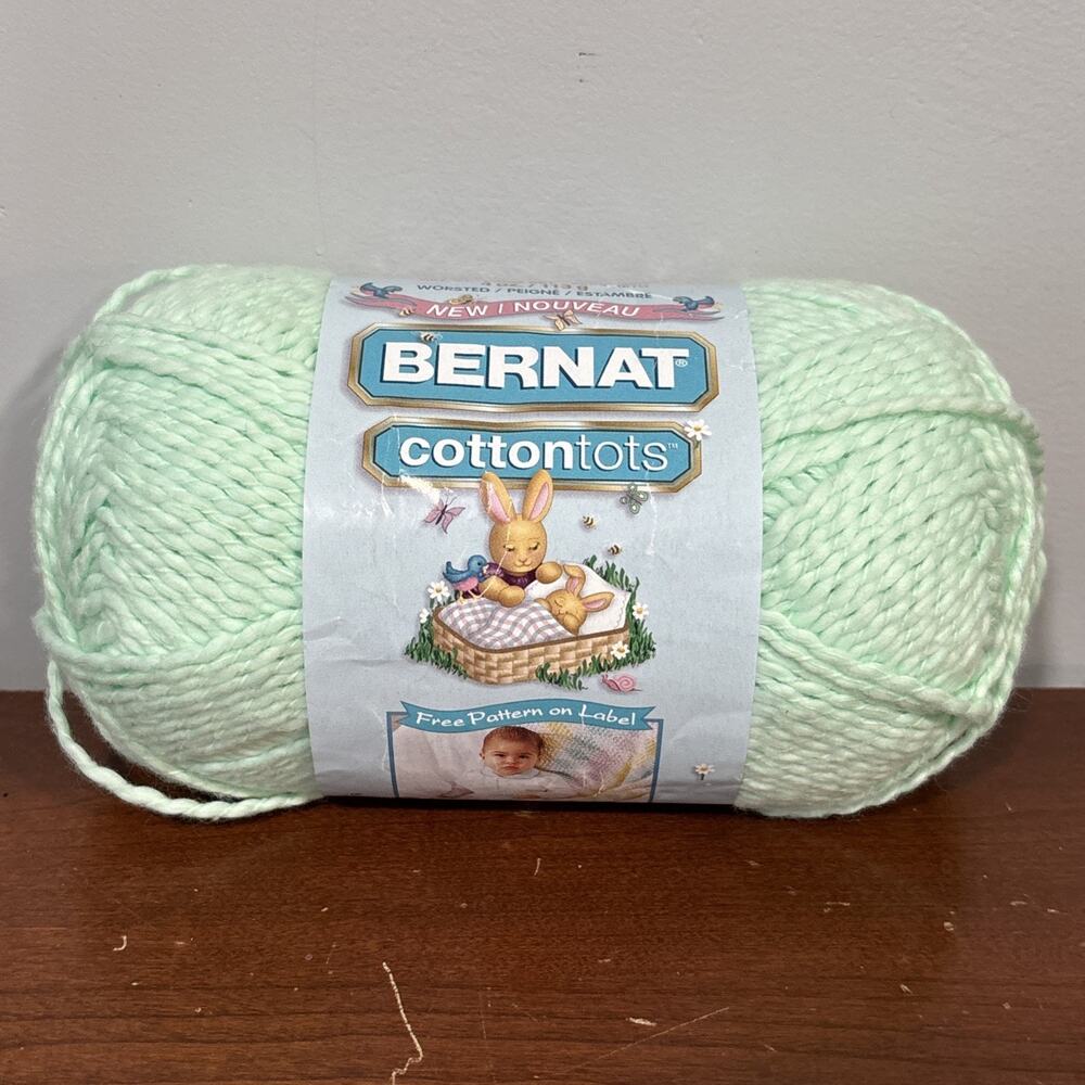 Bernat Cottontots Yarn SWEET GREEN #90230 Full 4 oz 100% Cotton Made In Canada